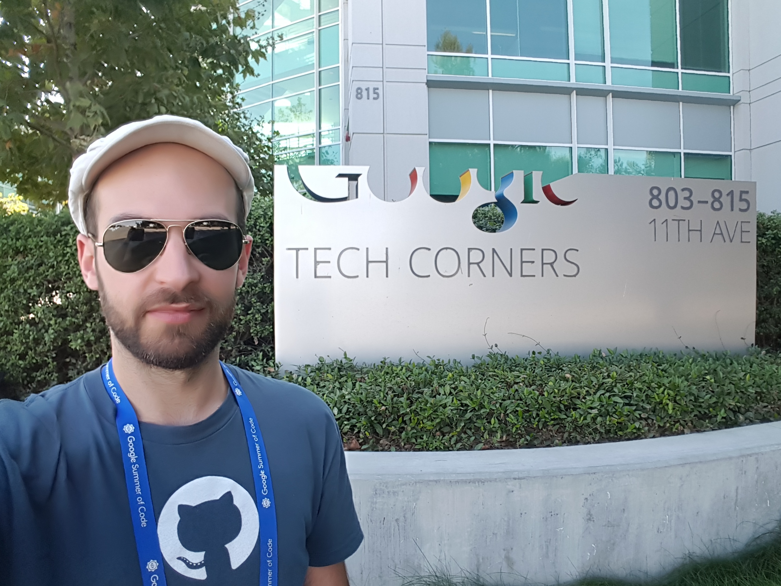 Tommaso Soru in front of the Google Tech Corners sign at the Google Summer of Code Mentor Summit, October 2017